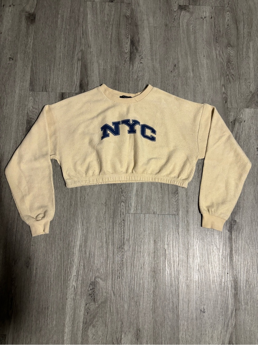 Forever 21 Cropped Waffle Crewneck